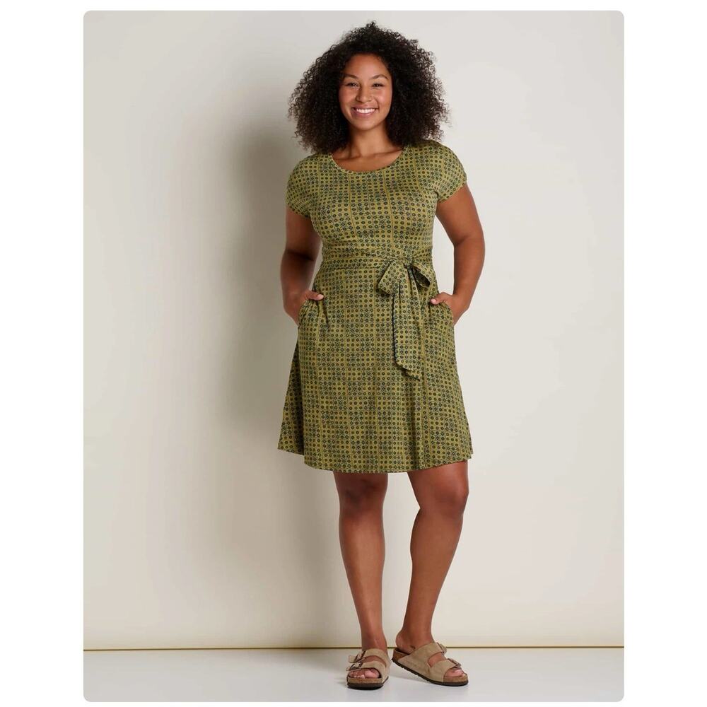 TOAD & Co Cue Wrap Cafe Dress Update Charcoal Belted Stretch Size XS - Picture 9 of 9